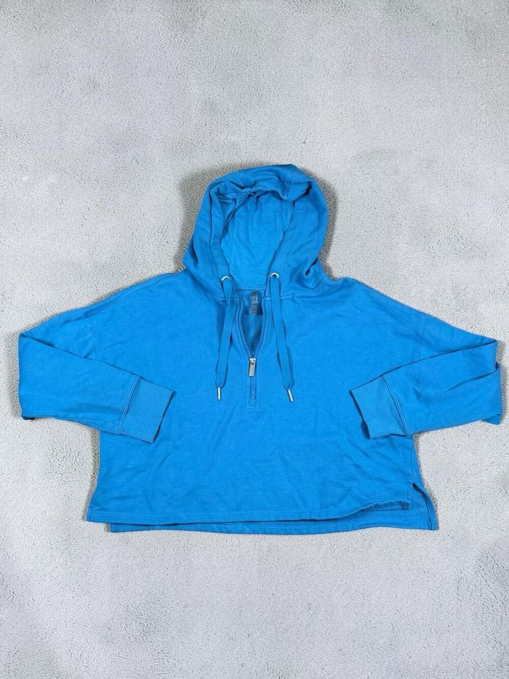 Calvin Klein Performance Blue Half-Zip Cropped Hoodie Sweatshirt Women's Size L